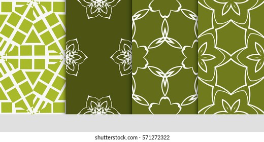 set of color floral, linear geometric ornament. modern pattern. seamless vector illustration. for interior design, textile, wallpaper