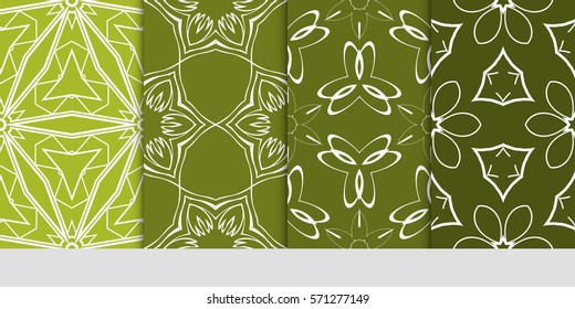 set of color floral, linear geometric ornament. modern pattern. seamless vector illustration. for interior design, textile, wallpaper