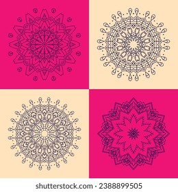 Set of color floral mandalas, vector illustration

