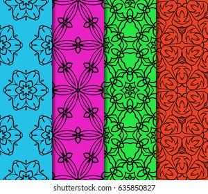 set of color floral ornament. modern pattern. seamless vector illustration. for interior design, textile, wallpaper