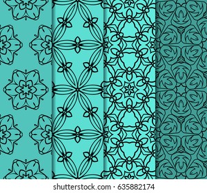 set of color floral ornament. modern pattern. seamless vector illustration. for interior design, textile, wallpaper