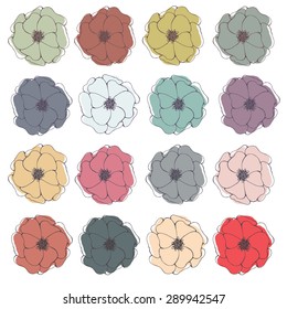 Set of color flowers.