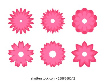 Set of color Flowers icons. Greeting cards. Stickers and labels. Mothers Day, Womens day