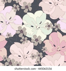 Set of color flowers. Vector seamless illustration