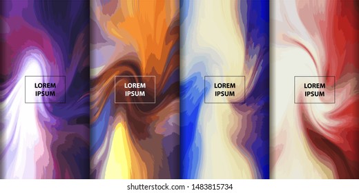 Set of Color fluid flow abstract blur background. Template for your design, banner, flyer, wallpaper, brochure, smartphone screen, mobile app