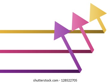 Set of color folded up arrows graphic elements.