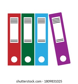 conjunto de carpetas de color para documentos. Ilustración vectorial de material aislada en un fondo blanco. Estilo plano