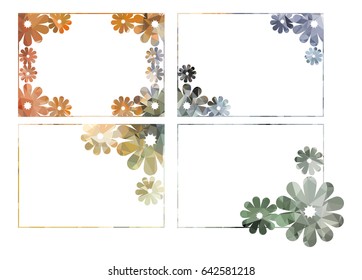 Set of color frames with abstract flowers. Original decorative background for text or photos. Vector clip art.