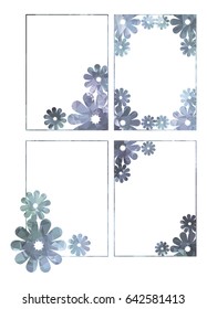 Set of color frames with abstract flowers. Original decorative background for text or photos. Vector clip art.
