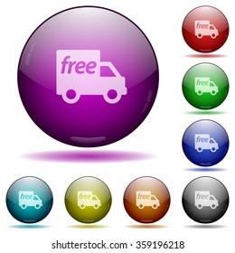 Set of color Free shipping glass sphere buttons with shadows.