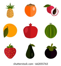 Set of color fruit icons set for web and mobile design
