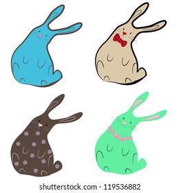 The set of color funny rabbits
