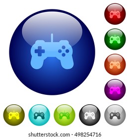 Set of color game controller glass web buttons.