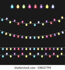 Set of color garlands, festive decorations. vector illustration
