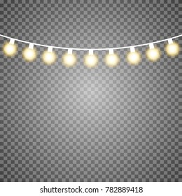 Set of color garlands, festive decorations. Glowing christmas lights .