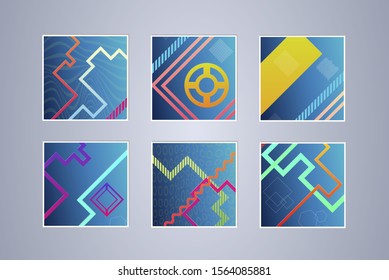 Set of color geometric background. Vector illustration template. Background for banner, flyer, business card, poster, wallpaper, brochure, smartphone screen, mobile app