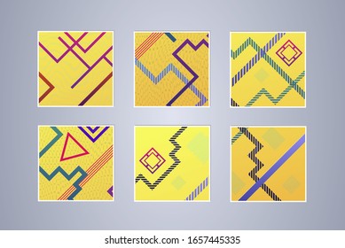 Set of color geometric background. Vector illustration template. Background for banner, flyer, business card, poster, wallpaper, brochure, smartphone screen, mobile app