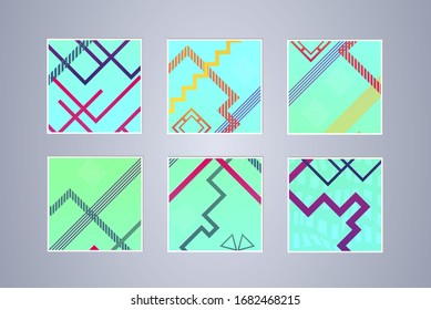 Set of color geometric background. Vector illustration template. Background for banner, flyer, business card, poster, wallpaper, brochure, smartphone screen, mobile app