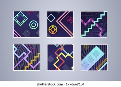 Set of color geometric background. Vector illustration template. Background for banner, flyer, business card, poster, wallpaper, brochure, smartphone screen, mobile app