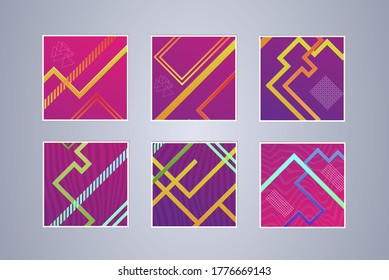 Conjunto de fondo geométrico de color. Plantilla de ilustración de vector. Antecedentes de banner, volante, tarjeta de visita, afiche, fondo de pantalla, folleto, pantalla de smartphone, aplicación móvil