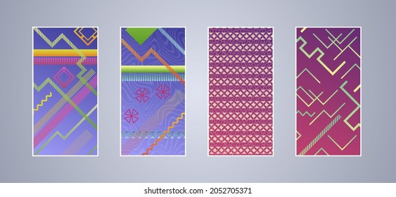 Set of color geometric background. Vector illustration template. Background for banner, flyer, business card, poster, wallpaper, brochure, smartphone screen, mobile app
