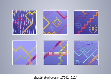 Set of color geometric backgrounds. Vector illustration template.  