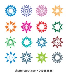 Set of color geometric flowers