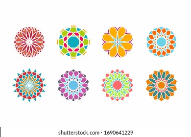 Vector de señales de Mandala, vector de iconos islámicos, vector de mosaicos de iconos árabes