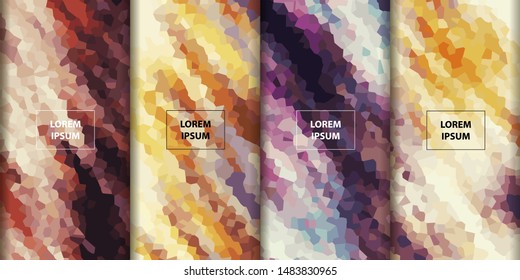 Set of Color Geometric Modern creative background. Low poly style gradient illustration texture.