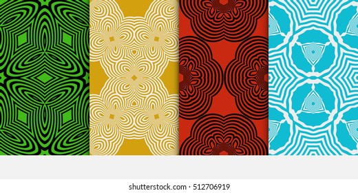 set of color geometric pattern of abstract lines and shapes. Seamless vector illustration. For design, wallpaper, background fills, card, banner, flyer. color