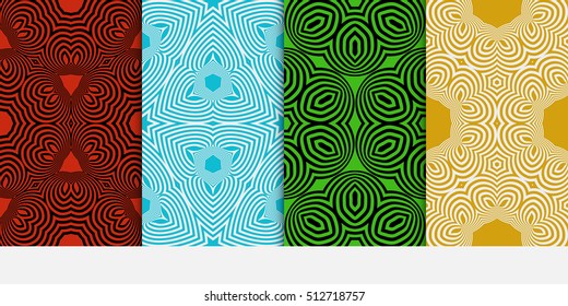 set of color geometric pattern of abstract lines and shapes. Seamless vector illustration. For design, wallpaper, background fills, card, banner, flyer. color