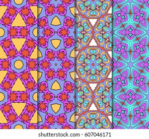 set of color Geometric seamless pattern. Modern floral ornament. vector illustration. For the interior design, wallpaper, decoration print, fill pages, invitation card, cover book