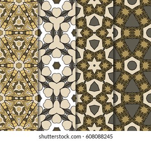 set of color Geometric seamless pattern. Modern floral ornament. vector illustration. For the interior design, wallpaper, decoration print, fill pages, invitation card, cover book