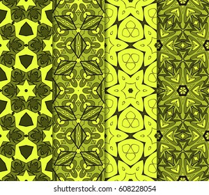 set of color Geometric seamless pattern. Modern floral ornament. vector illustration. For the interior design, wallpaper, decoration print, fill pages, invitation card, cover book
