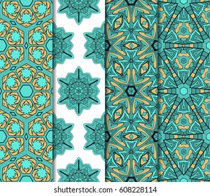 set of color Geometric seamless pattern. Modern floral ornament. vector illustration. For the interior design, wallpaper, decoration print, fill pages, invitation card, cover book