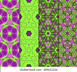 set of color Geometric seamless pattern. Modern floral ornament. vector illustration. For the interior design, wallpaper, decoration print, fill pages, invitation card, cover book