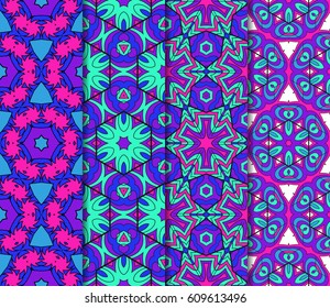 set of color Geometric seamless pattern. Modern floral ornament. vector illustration. For the interior design, wallpaper, decoration print, fill pages, invitation card, cover book