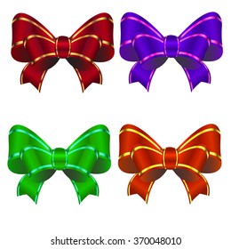 Set of color gift bows with ribbons. Vector illustration EPS 10