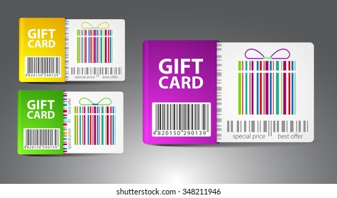 Set of color gift cards. Vector illustration