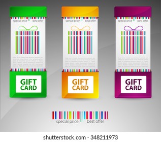 Set of color gift cards. Vector illustration