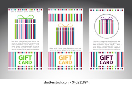 Set of color gift cards. Vector illustration