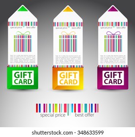 Set of color gift cards. Vector illustration