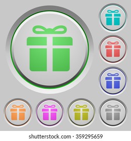 Set of color gift sunk push buttons.