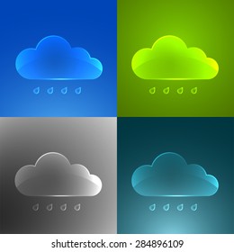 Set of color glass clouds. Vector background.