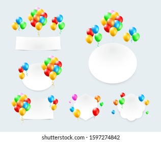 Set of Color Glossy Balloons Banner Background . Isolated Vector Elements