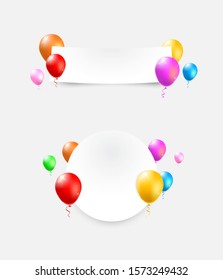 Set of Color Glossy Balloons on White Background . Isolated Vector Elements
