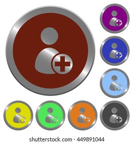 Set of color glossy coin-like Add new user buttons.