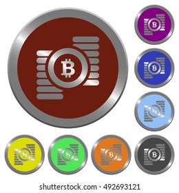 Set of color glossy coin-like Bitcoins buttons