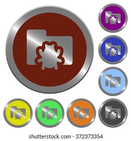 Set of color glossy coin-like bug folder buttons.