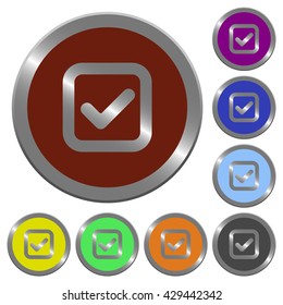 Set of color glossy coin-like checkbox buttons.